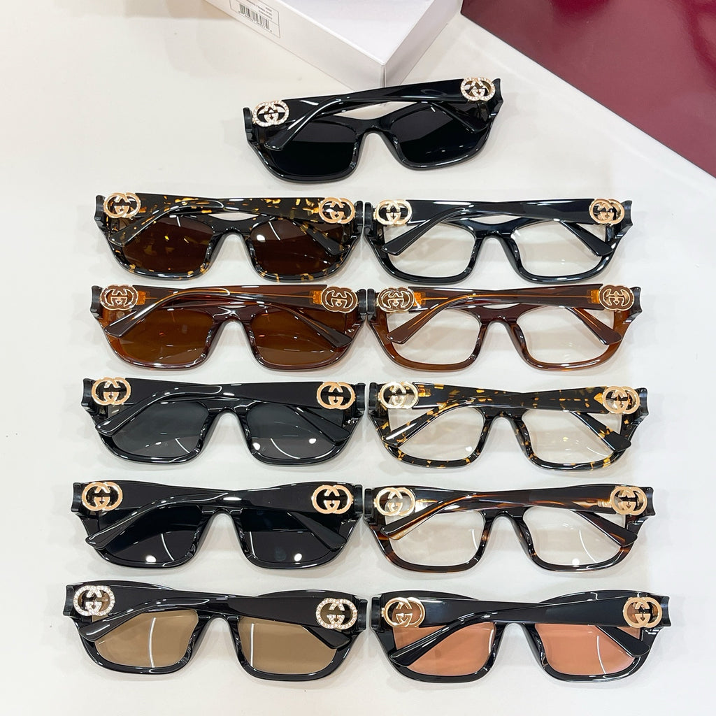 Gucci eyeglasses and sunglasses set with multiple black and brown frames