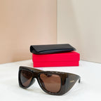 YSL sunglasses with black frames and dark lenses, with black case on top