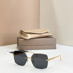 Bvlgari dark-tinted square sunglasses with gold-tone metal frame and thin temples