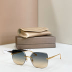 Bvlgari blue-tinted square sunglasses with gold-tone metal frame and thin temples