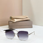 Bvlgari purple-tinted square sunglasses with gold-tone metal frame and thin temples