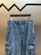 Dior pants, light blue denim with front pockets and back patch pocket