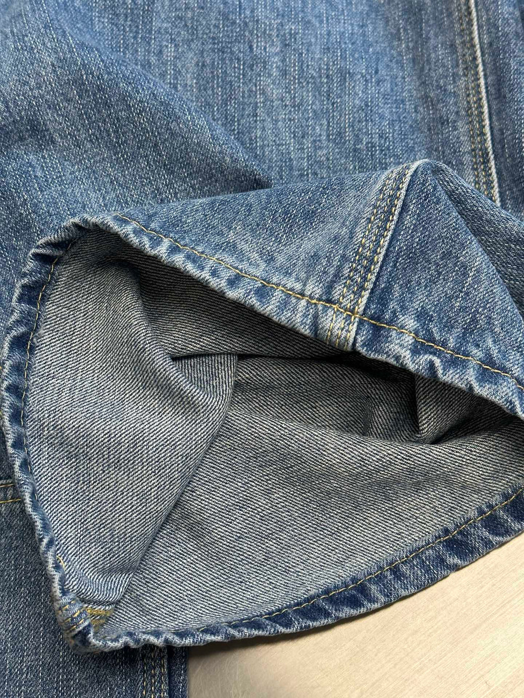 Dior pants, denim pocket opening with light gray inner lining