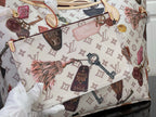 Louis Vuitton tote bag with tassel charm and multicolor monogram pattern