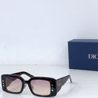 Dior square sunglasses with tortoiseshell frame and dark purple lenses