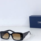 Dior square sunglasses with tortoiseshell frame and light amber lenses