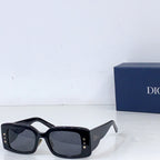Dior square sunglasses with black frame and dark gray lenses