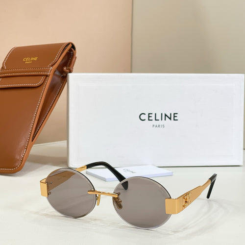 Gold-tone round sunglasses with dark lenses and slim temple arms