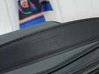 Louis Vuitton “PARIS” embossing on dark black strap with stitched edge