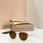 Bvlgari round sunglasses, rose-gold frames with brown-tinted lenses