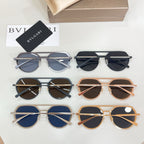Bvlgari sunglasses set, mixed frames with blue, brown, and black lenses