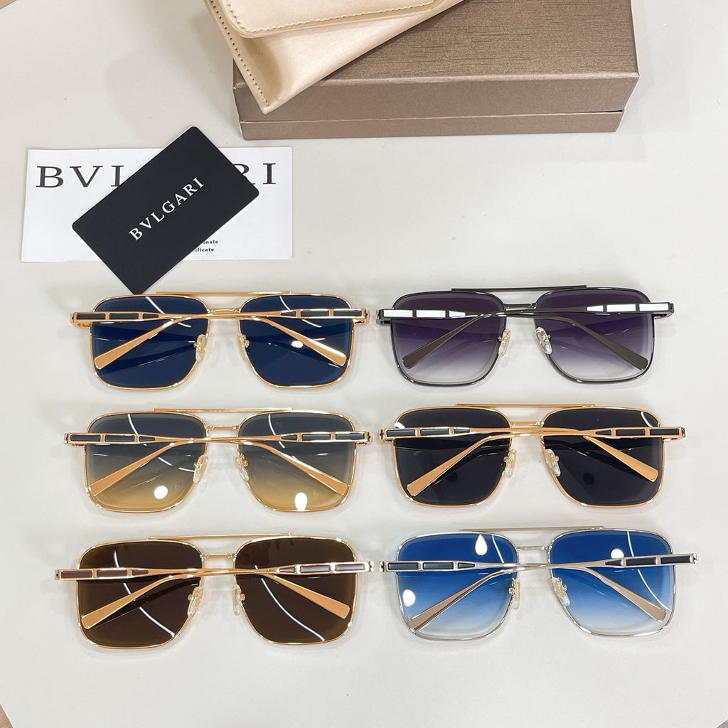 Bvlgari square sunglasses assortment with mixed lens colors and gold-tone frames