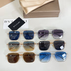 Bvlgari square sunglasses assortment with colorful gradient lenses and gold frames