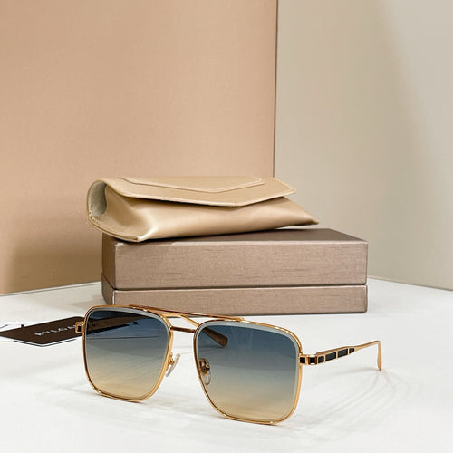 Bvlgari square sunglasses with gold-tone frame and amber gradient lenses