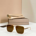 Bvlgari square sunglasses with gold-tone frame and brown gradient lenses