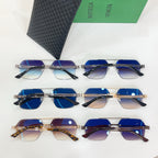 Bottega Veneta sunglasses set, multiple pairs with blue-tinted lenses, with textured black case