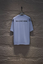 Balenciaga short-sleeve T-shirt in light blue, back BALENCIAGA logo