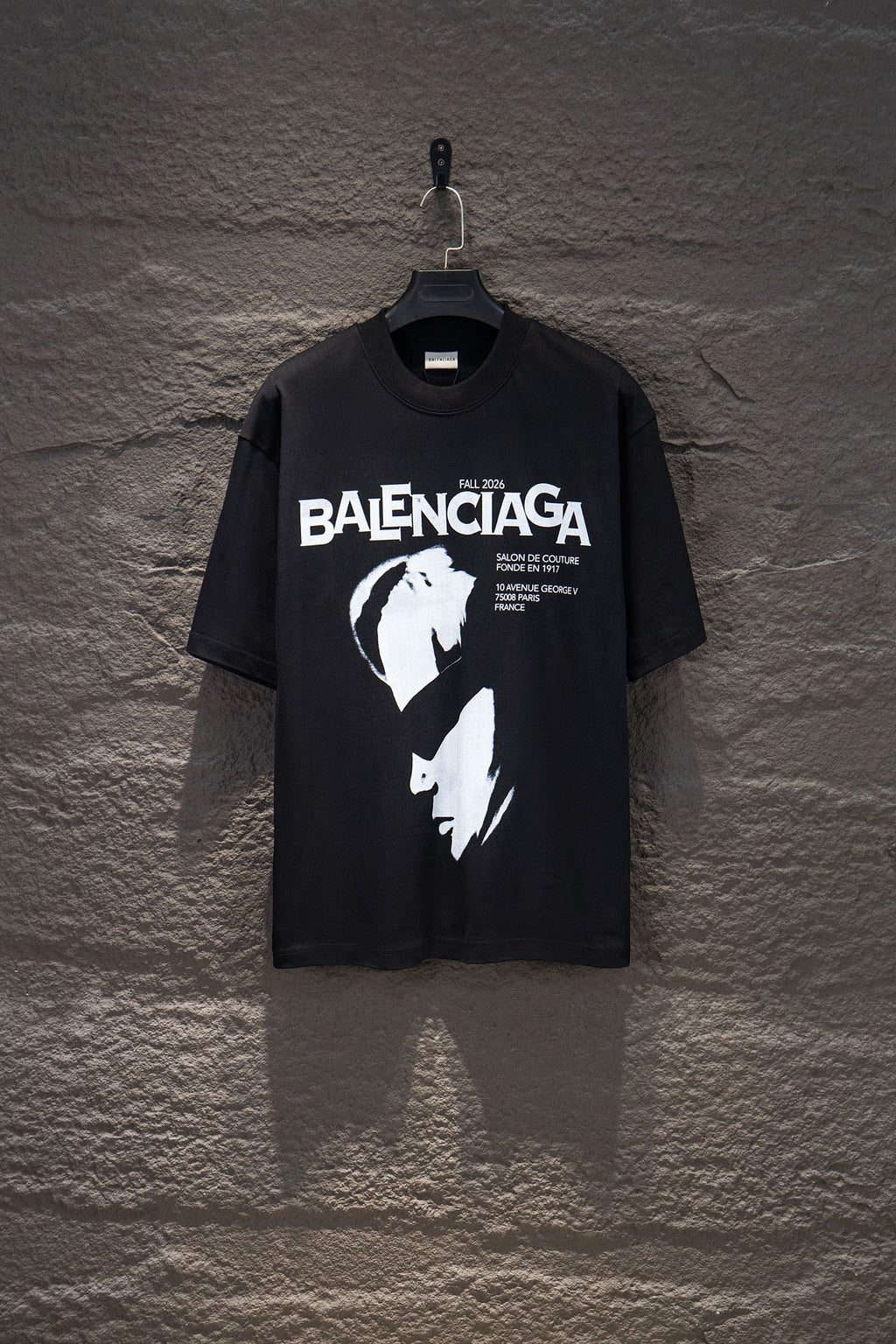 Black Balenciaga T-shirt with front graphic and crew neck