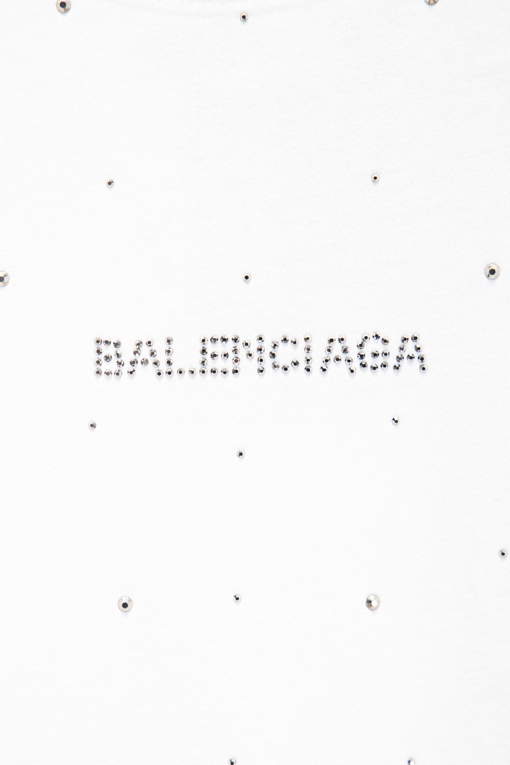 Balenciaga logo print on white shirt with stud-like dots