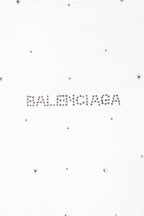 Balenciaga logo print on white shirt with stud-like dots