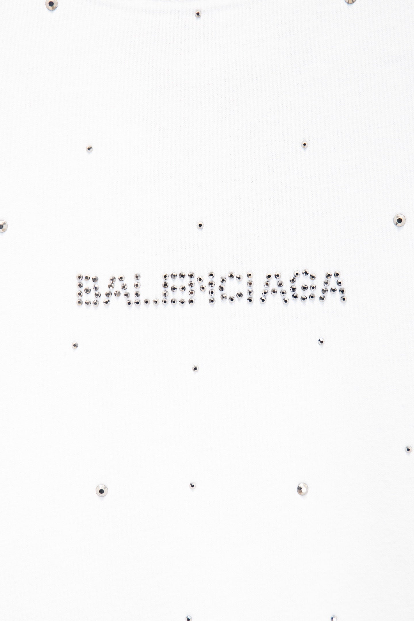 Balenciaga logo print on white shirt with stud-like dots