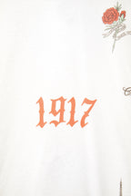 Balenciaga short-sleeve T-shirt, white, close-up of 1917 print and rose artwork