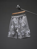 Gray monogram sweat shorts with drawstring and elastic waistband, Louis Vuitton