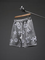 Gray monogram sweat shorts with drawstring and elastic waistband, Louis Vuitton