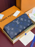Louis Vuitton blue monogram small zip pouch with silver-tone zipper and trim