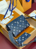 Blue Louis Vuitton small crossbody bag and small matching pouch