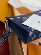 Blue Louis Vuitton small bag with top flap and white monogram pattern