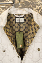 Gucci GG-print white jacket interior lining with Gucci label