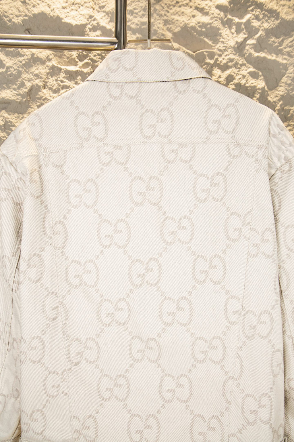 Gucci monogram long-sleeve jacket back with stand collar