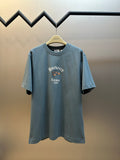 Burberry short-sleeve T-shirt in blue with embroidered logo graphic on chest