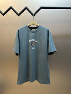 Burberry short-sleeve T-shirt in blue with embroidered logo graphic on chest