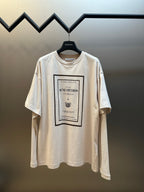 Cream short-sleeve T-shirt with large front graphic print