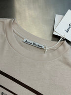 Cream crew-neck T-shirt with stitched inner neck label