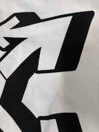 Off White white T-shirt close-up of large black logo graphic