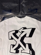 Off White white crew-neck T-shirt with oversized black graphic logo