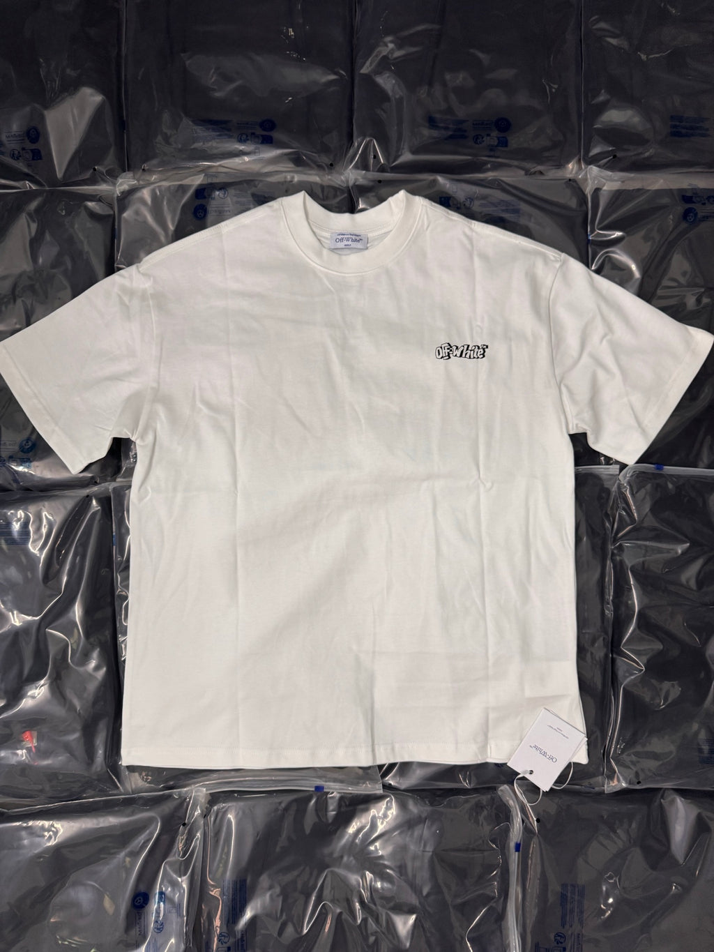 Off White white crew-neck T-shirt with small chest logo print
