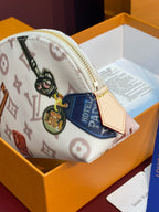 Louis Vuitton multicolor monogram pouch with gold zipper and leather pull tag