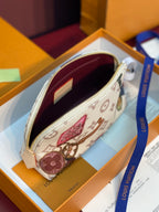 Louis Vuitton multicolor monogram pouch with burgundy interior and gold zipper