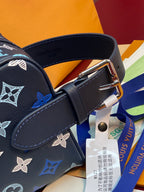 Louis Vuitton multi-color monogram bag strap with metal buckle and tag hardware