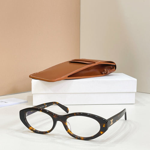 Tortoise-style rounded full-rim eyeglasses with a glossy finish