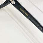 Black eyeglass arm with CELINE PARIS and MADE IN ITALY text
