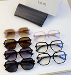 Mixed Dior glasses set with multiple frames and tinted lenses on display