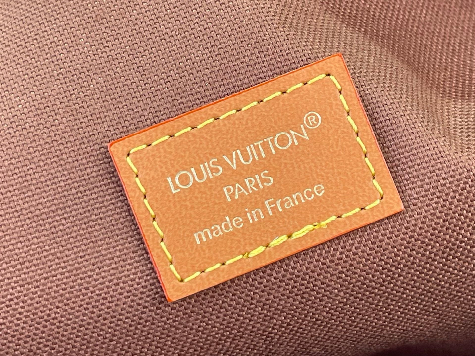 Louis Vuitton Paris made in France label patch on monogram belt bag