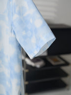 Louis Vuitton light blue short-sleeve shirt sleeve with diamond pattern