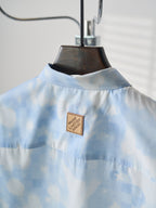 Louis Vuitton light blue short-sleeve shirt collar with logo label patch