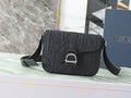 Dior black embossed crossbody bag with flap and adjustable shoulder strap